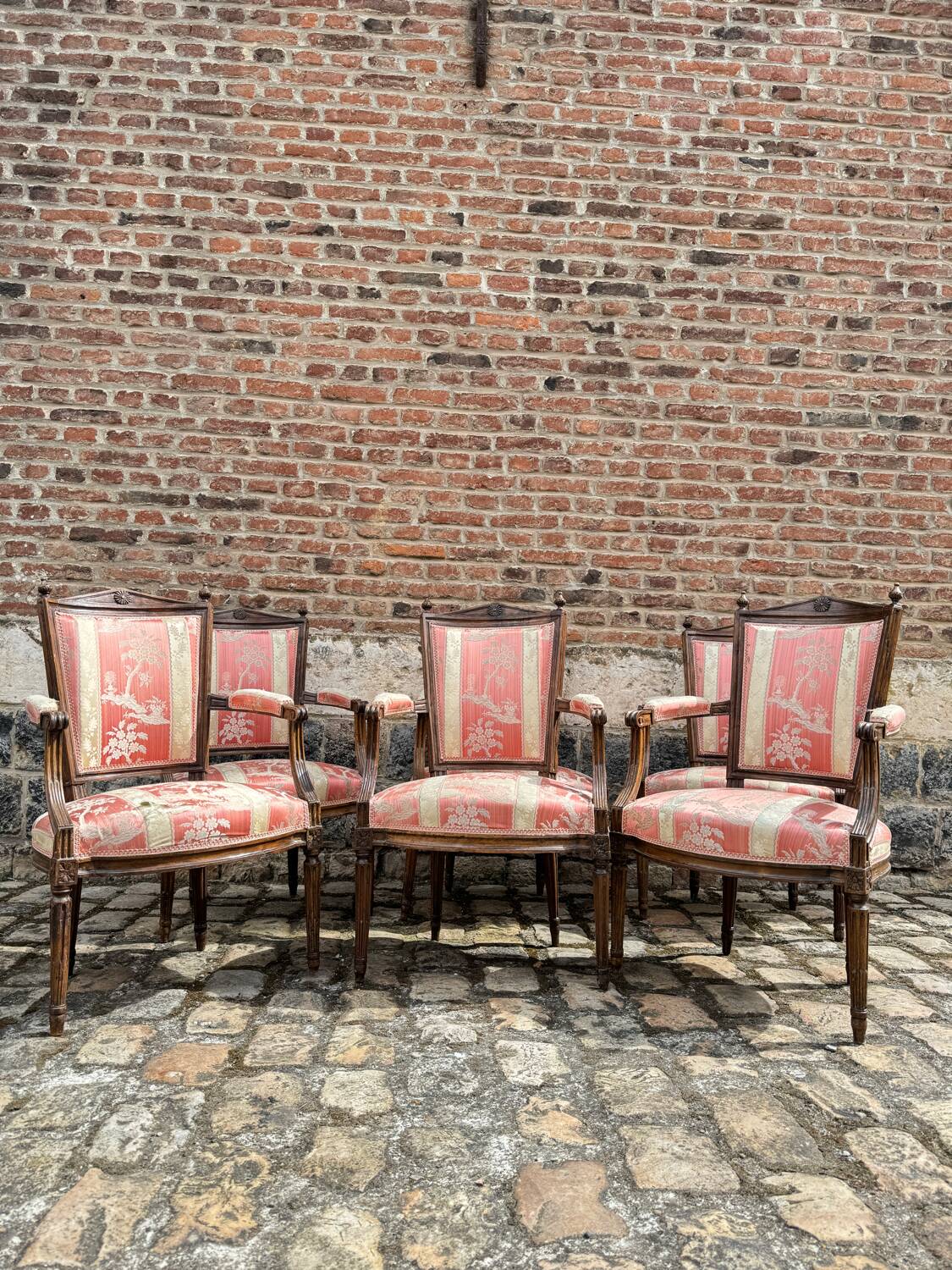 Suite Of Six Armchairs In Natural Wood From Louis XVI XVIII Eme Century