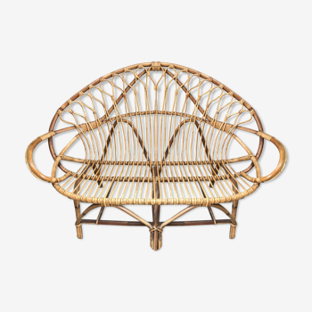 Vintage rattan bench