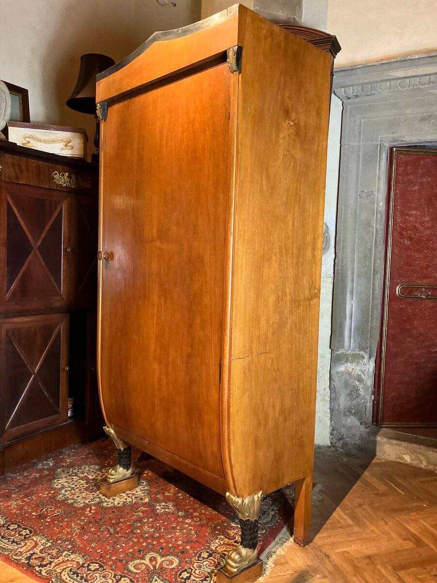 Biedermeier Armoire with Intricate Carvings and Urn Shape