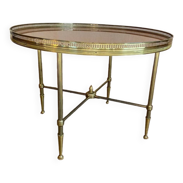 Vintage neoclassical coffee table with mahogany veneer.