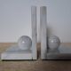 Vintage bookends in grey veined white marble – Minimalist design