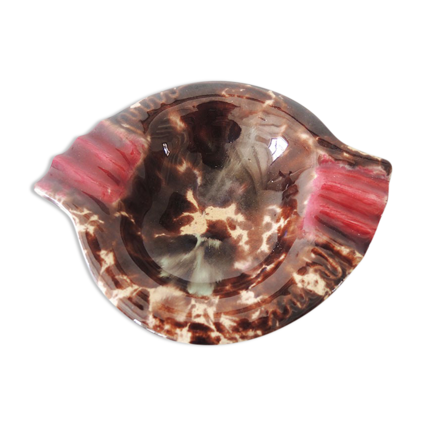 Ancien cendrier, vide-poches en céramique marbrée