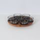 Vintage teak Lazy Susan with 7 glass bowls, 1960s