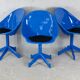 3 chairs "space Age", resin and steel, France, circa 1970.