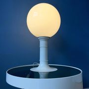 White Space Age table lamp Woja Holland with opal glass shade