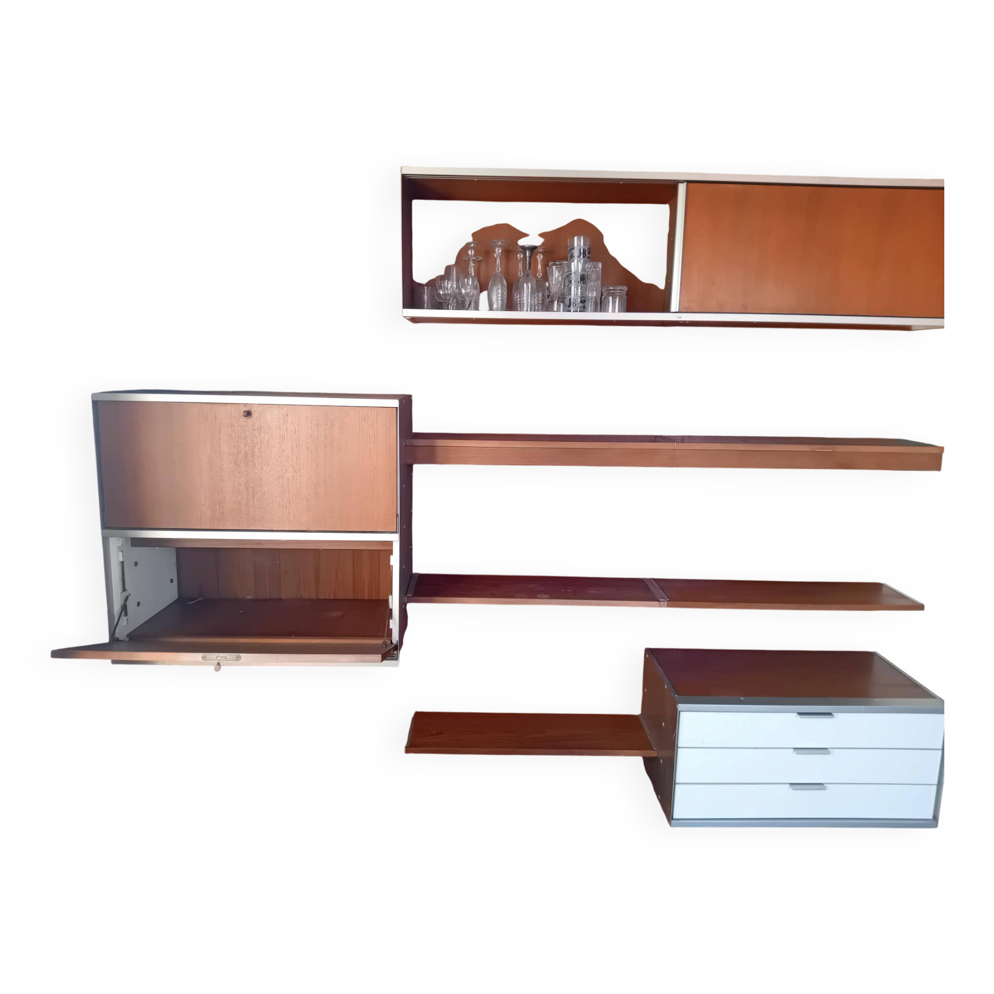 a modular wall furniture set EFA, attributed to Georges Frydman, da