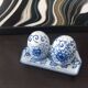 Vintage blue porcelain salt and pepper shakers