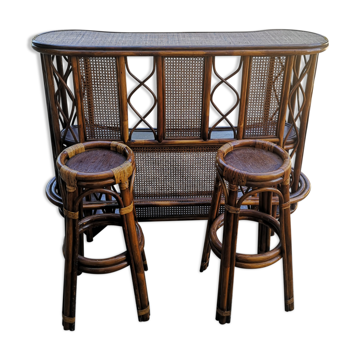 Bar vintage rotin et cannage