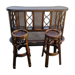 bar vintage rotin et