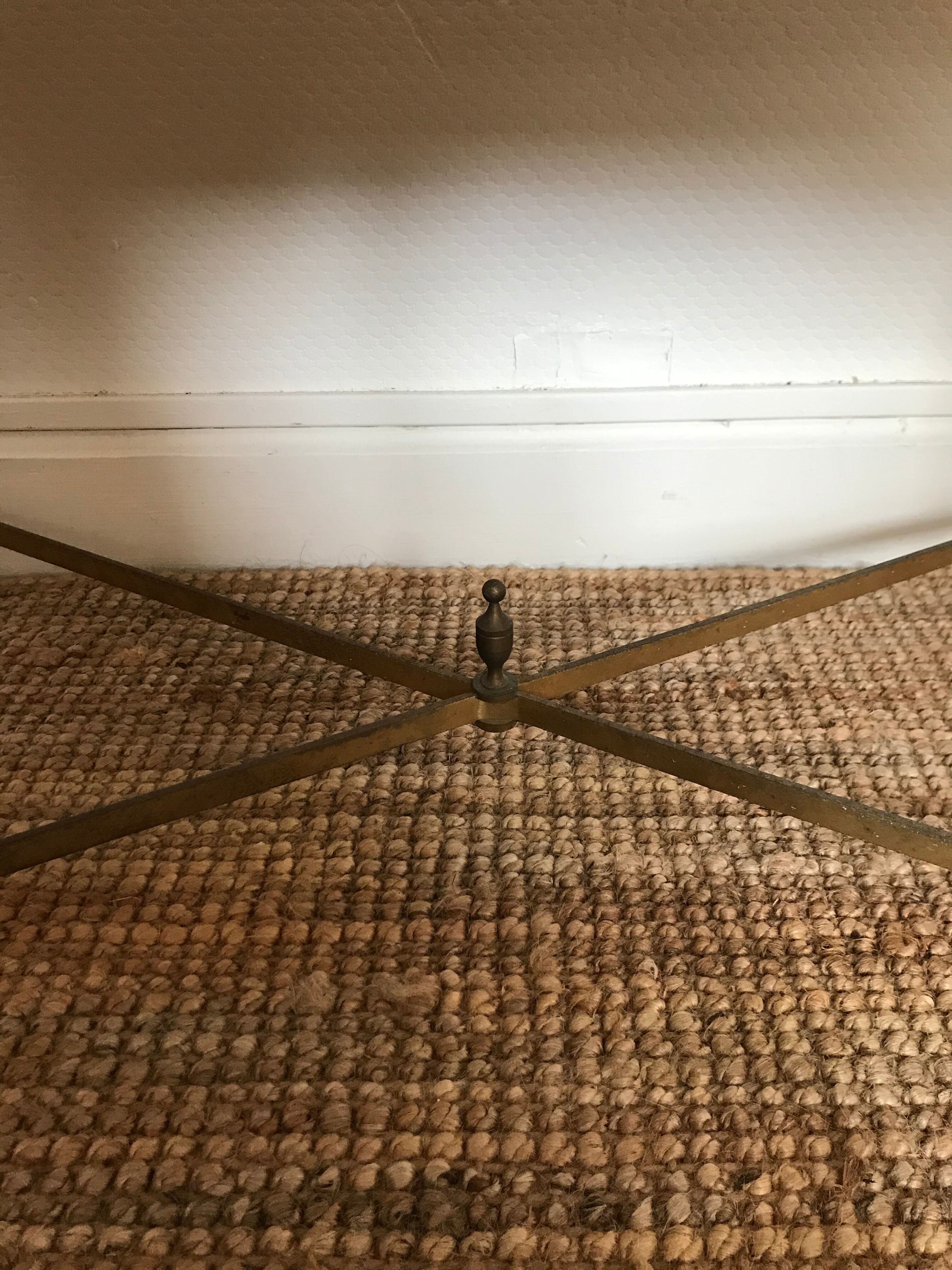 Gold metal coffee table and marble tray