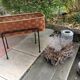 Planter on foot in braided wood 60/70s