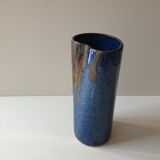 Ceramic vase with blue cover Signed Jean CACHELEUX (Puisaye)