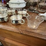 Set of 6 silver-plated metal and glass cups