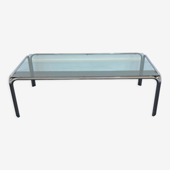 Vintage coffee table with  glass & chrome frame, 1970s