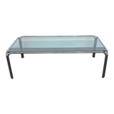 Table basse vintage avec cadre en verre et chrome, années 1970