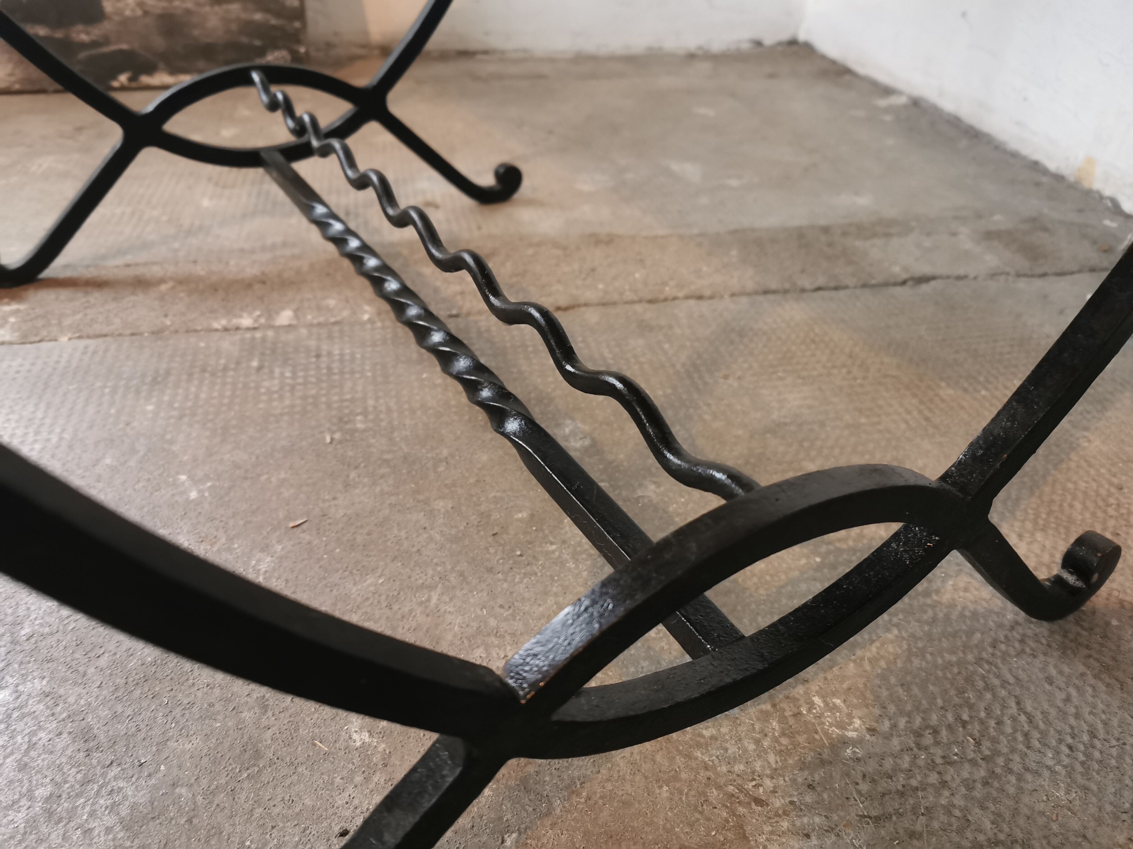 Marble and wrought iron coffee table