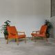 Pair of armchairs by Jiri Jiroutek for Interier Praha, orange color 1970