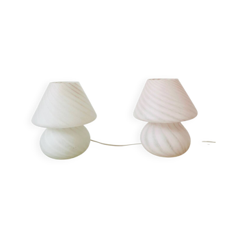 Vintage 70s Murano glass mushroom lamps