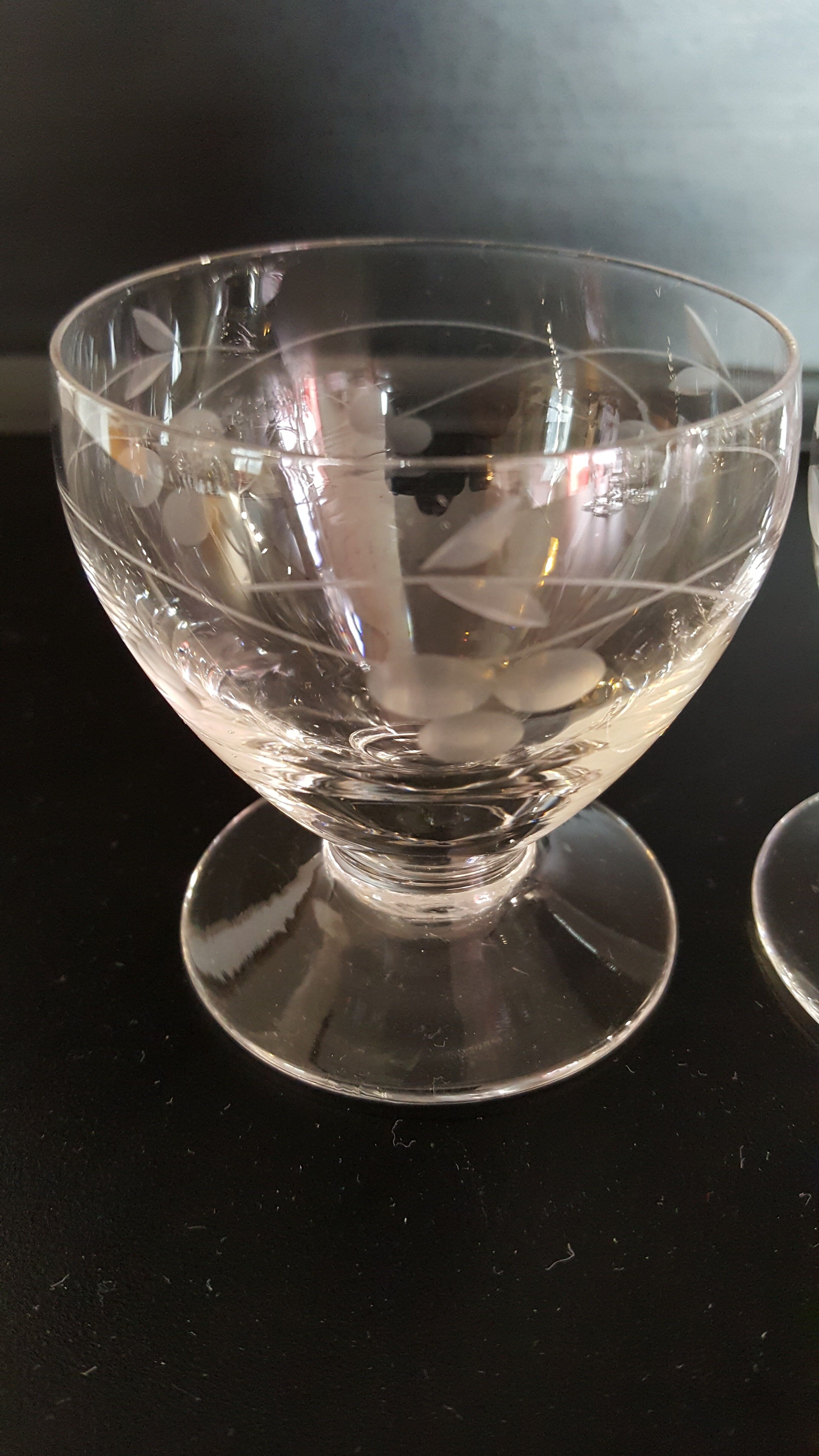 2 glasses blown and carved