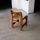4 chairs in elm and leather Maison Regain