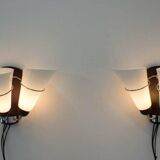 Pair of Minimalist Czechoslovakian Crystal Wall Lamps, 1970s