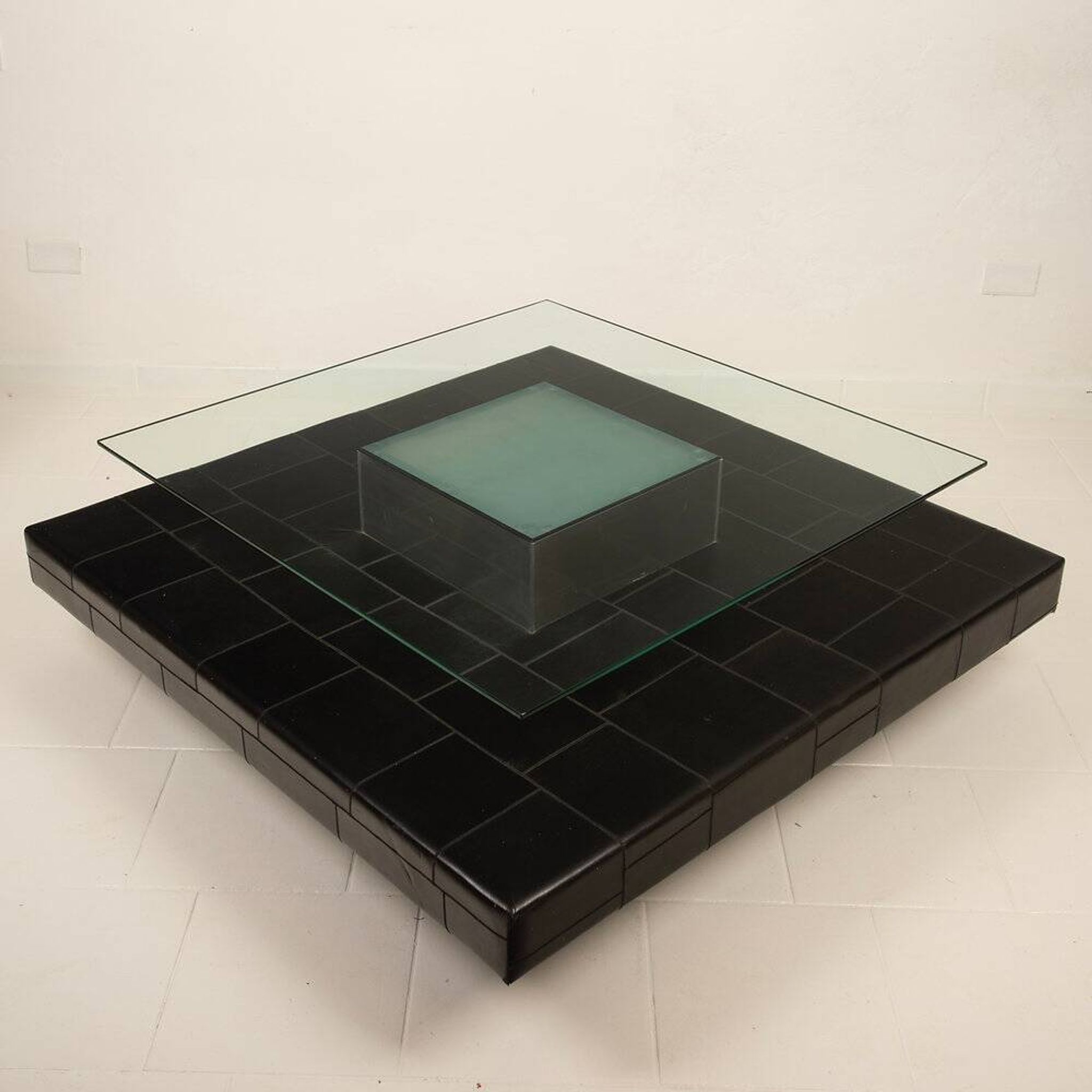Coffee table with pecari leather base by Tito Agnoli for Caleido, 1970