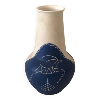 White Blue Ceramic Vase