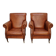 Vintage Dutch Cognac-Coloured Leather Club Chairs, Set of 2