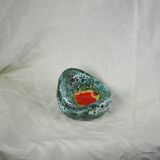 Lava and cyan foam enamel ashtray - Fat lava ceramic - 60s - 70s