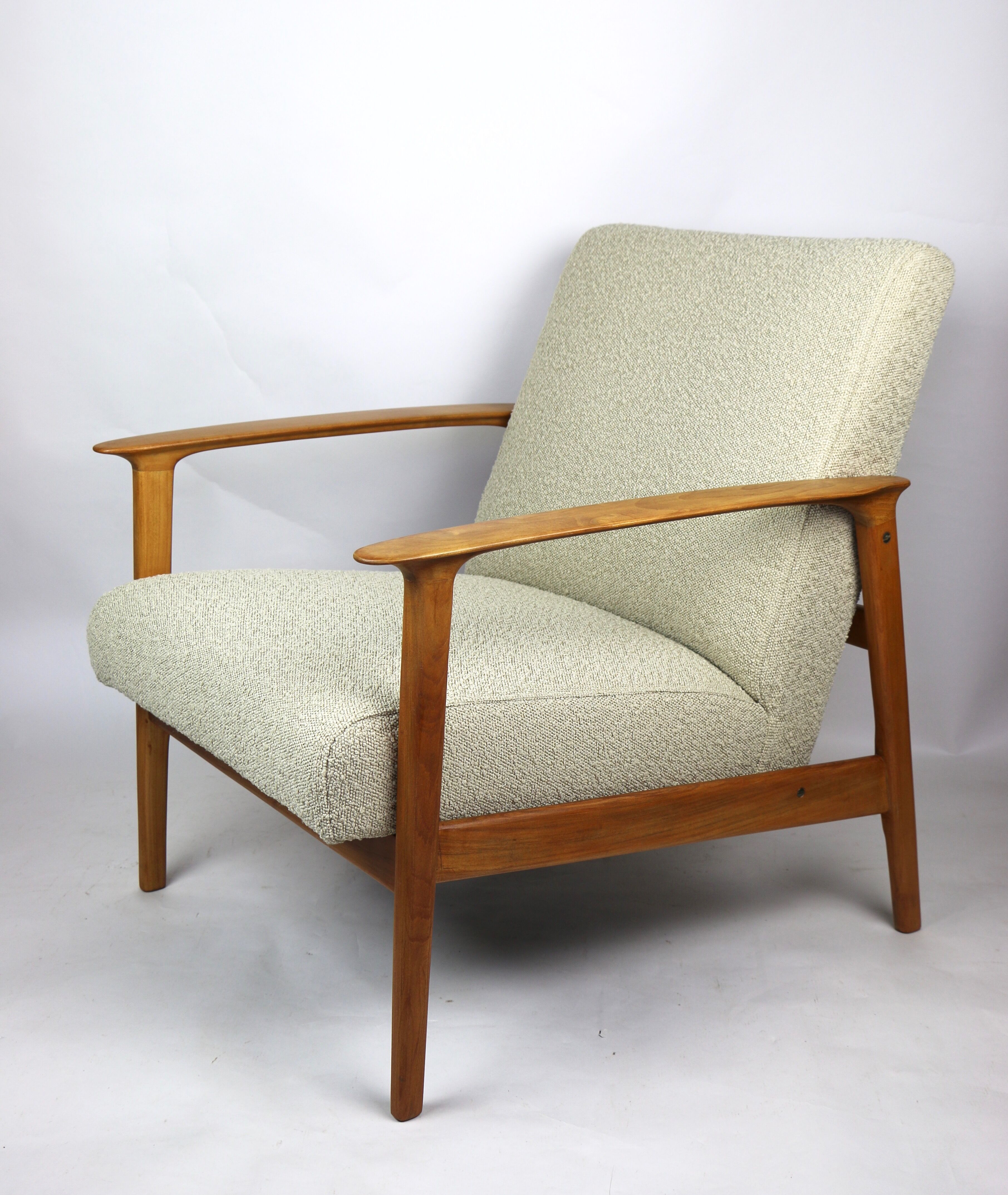 Fauteuil danoise beige en Boucle années 1970