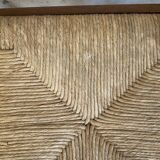 Pair of 20th century wooden stools with straw seats