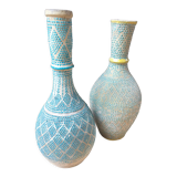 Vases vintage, anciens fait à la main, bleu