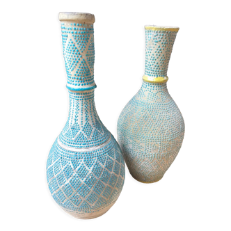 Vintage/antique handmade vases - blue