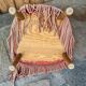 Velvet armchair salmon color upholstered - Napoleon III style