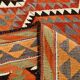 Tapis Kilim tribal rouge et orange fait main