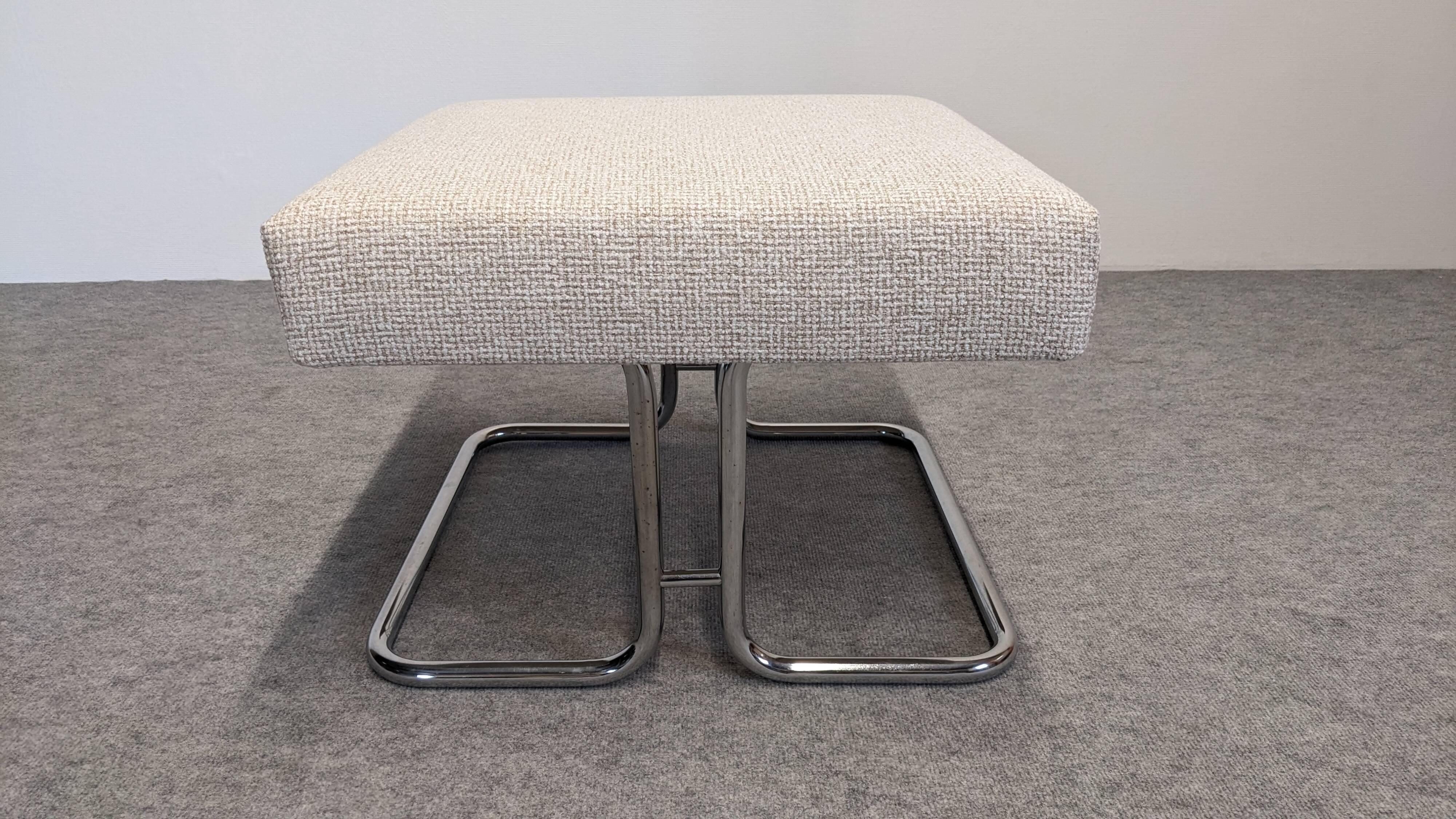 Low stool or tubular ottoman Space Age, France around 1970