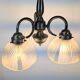 Antique Art Deco chandelier with 3 arms in patinated metal and ribbed glass.