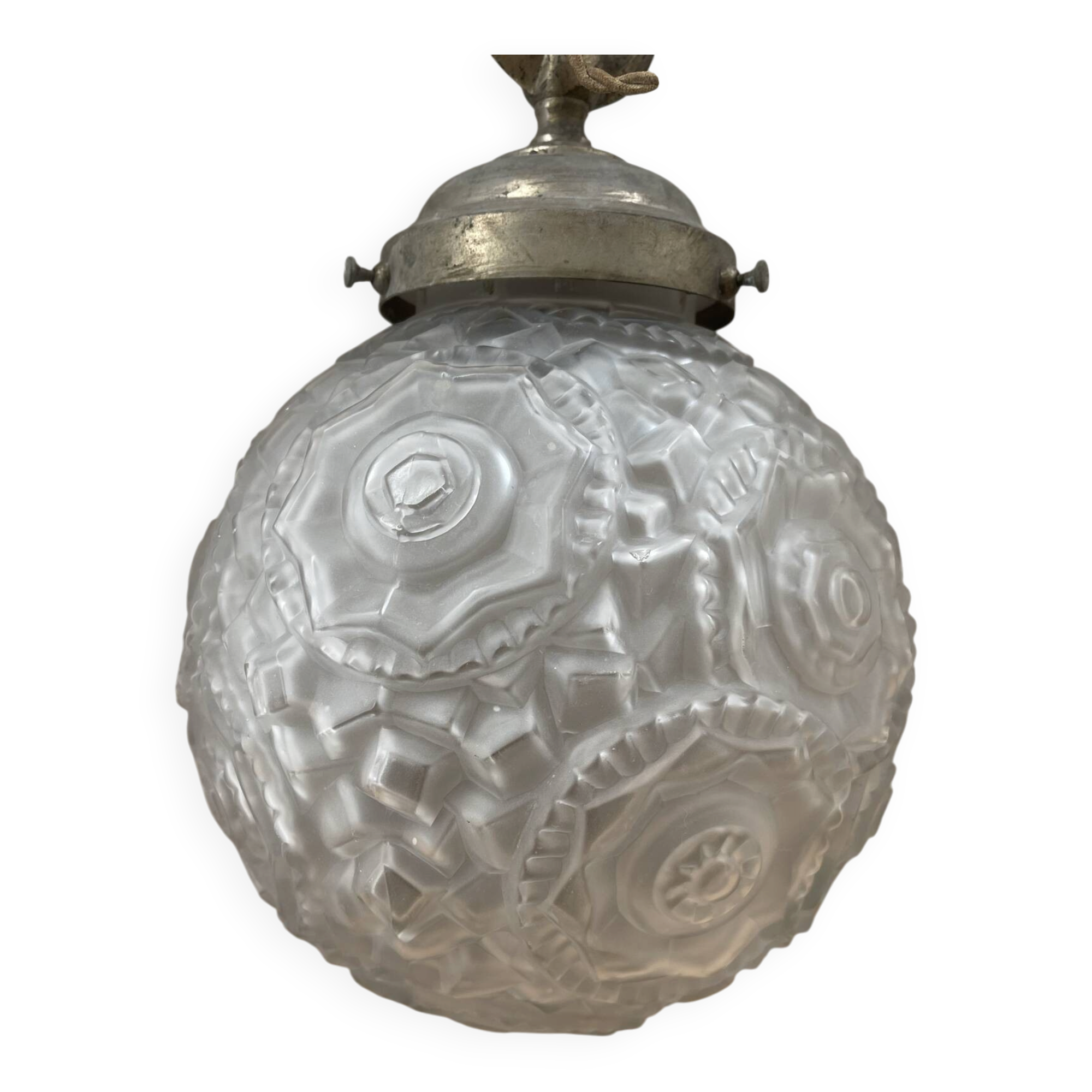 Frosted glass globe pendant art deco