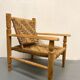 Wood and rope armchair and footrest