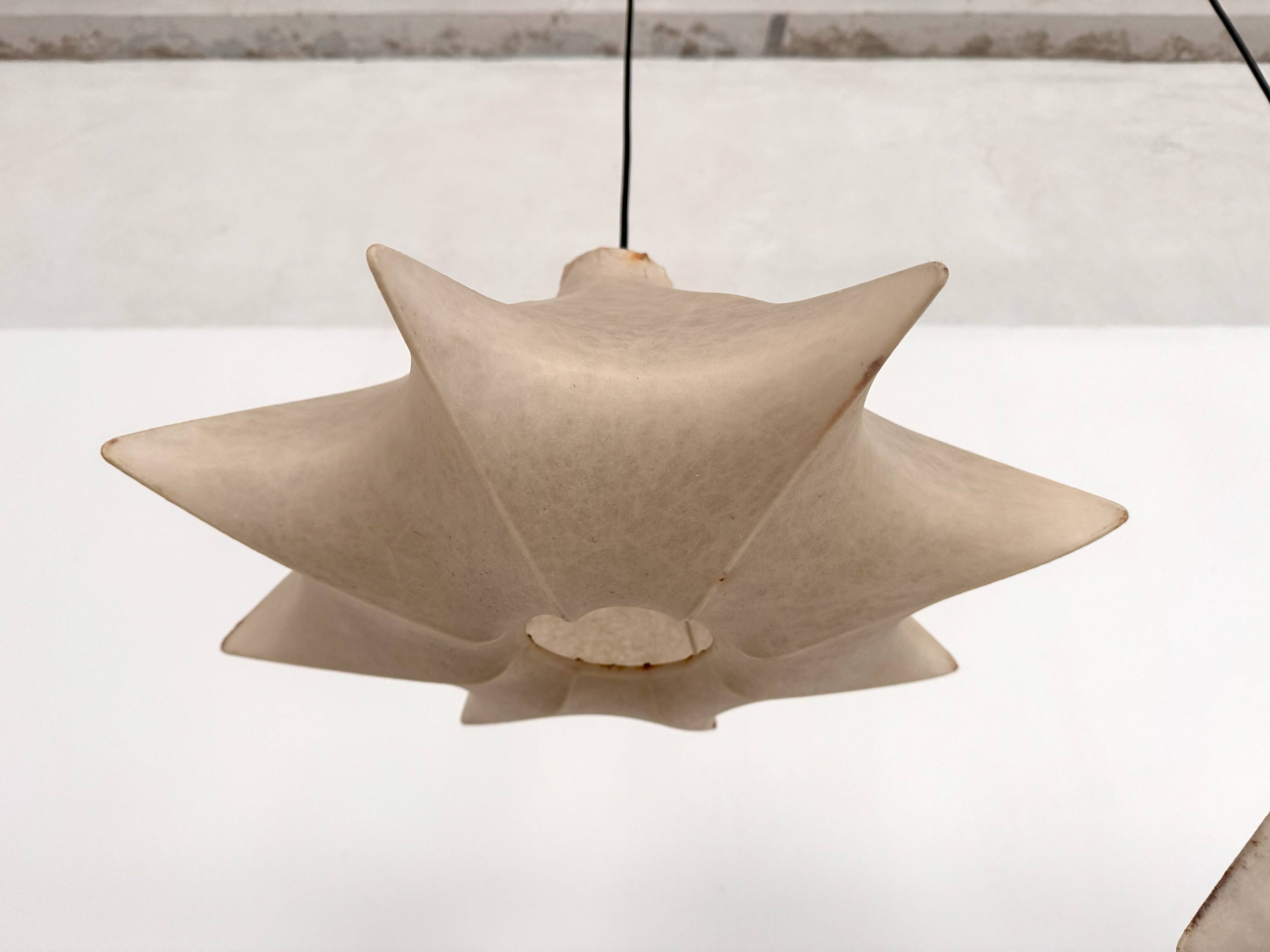 Pair of Italian Designer Cocoon Pendant lights original from the 1960s