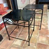 Pair of wrought iron side tables