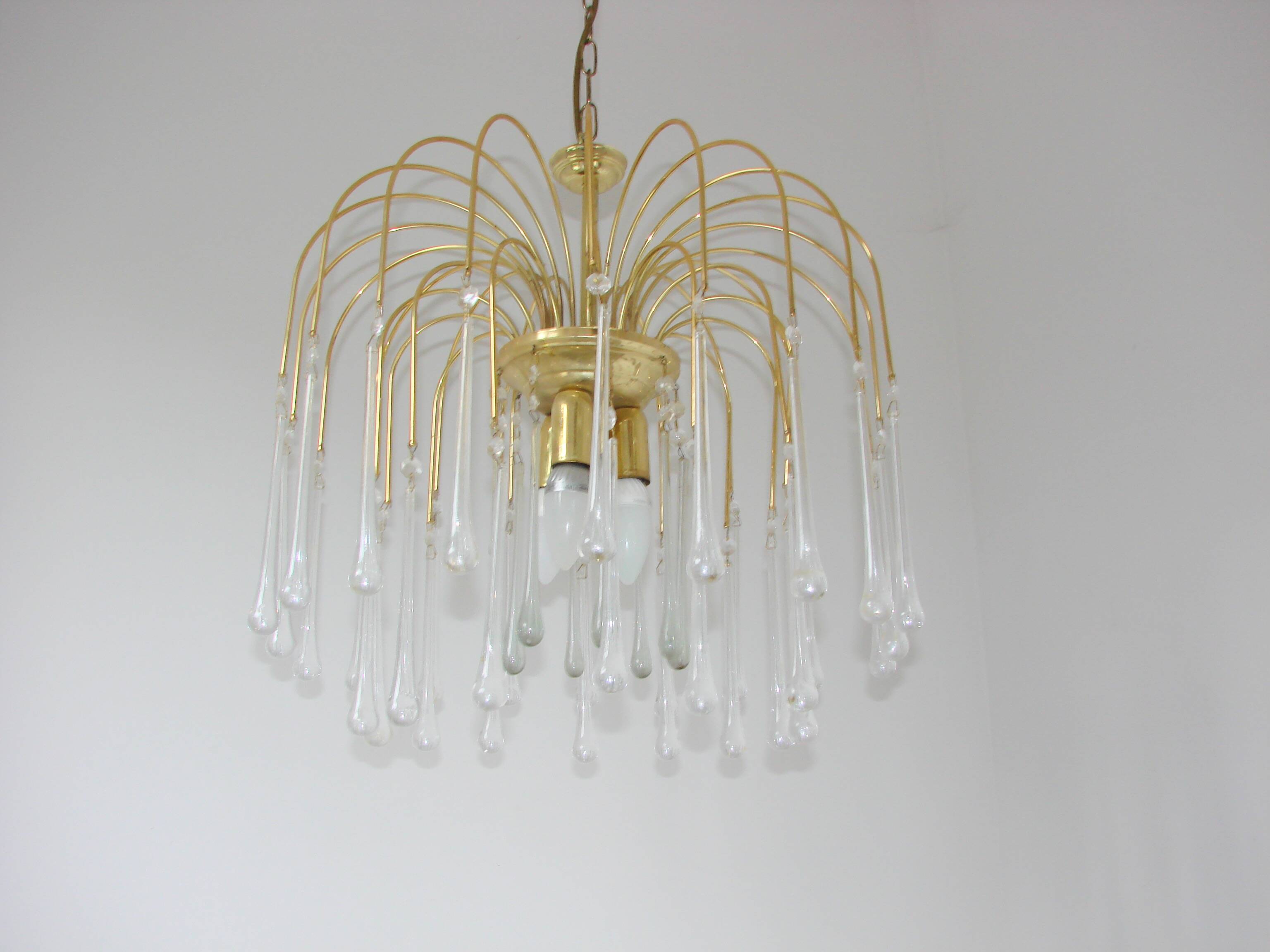 Paolo Venini-style pendant lamp – brass-plated,