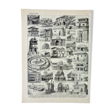 Old engraving from 1898 • Old dwelling 1, architecture • Original and vintage poster