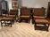 Vintage 70s velvet rattan set.