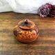 Handmade wooden box brown copper polychrome vintage