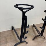 Three wrought iron Hâtiers or Landiers from the 17th-18th century