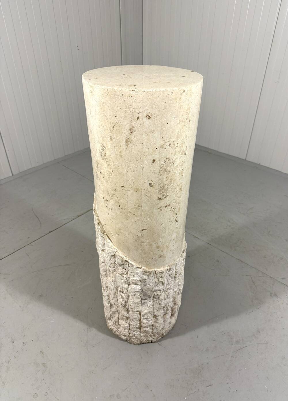 Travertine mactan stone columns & vase 1980’s