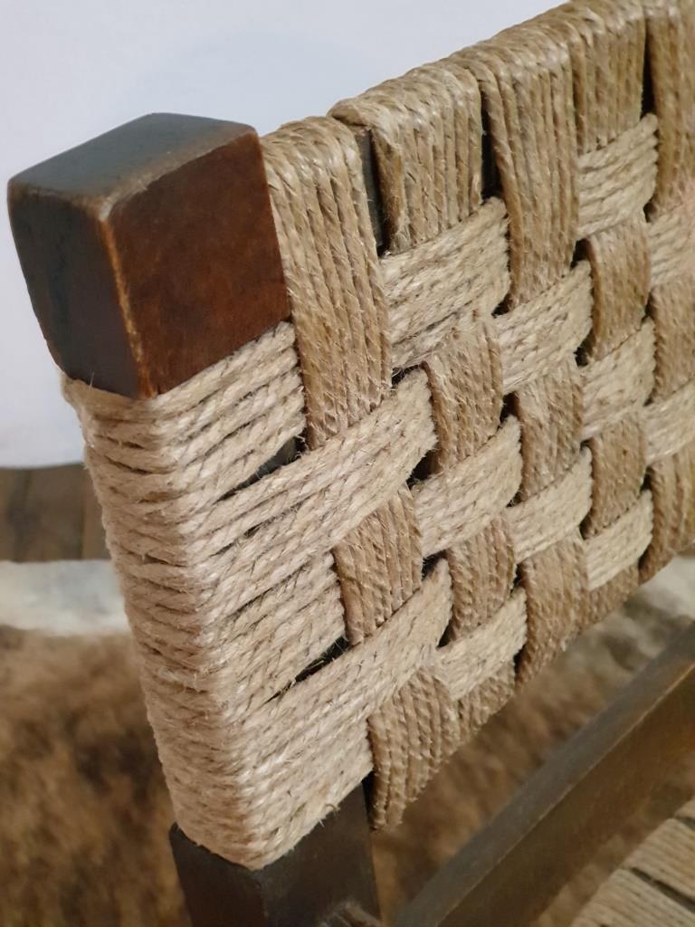 Wood armchair and braided rope