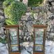 Pair of display cases in magnifying glass and black & gold lacquer, 20th century period