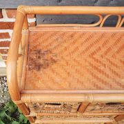 Ancienne Commode en Rotin / Osier Clair 10 Tiroirs